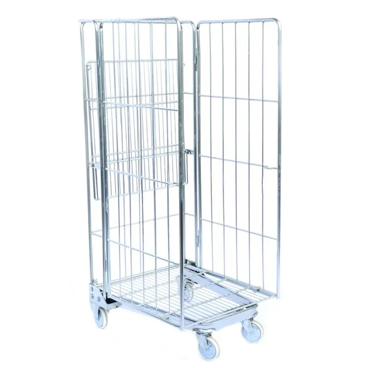 Aceally metal warehouse transport roll cage cargo storage roll cart