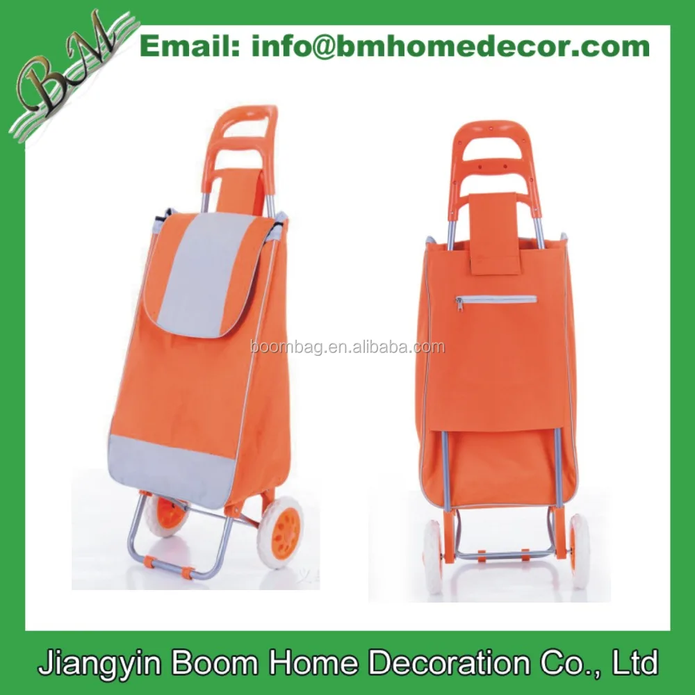 Customized Supermarket Rolling Wheeled Handy Portable Cart Detachable Collapsible Folding Grocery Shopping Trolley Bag