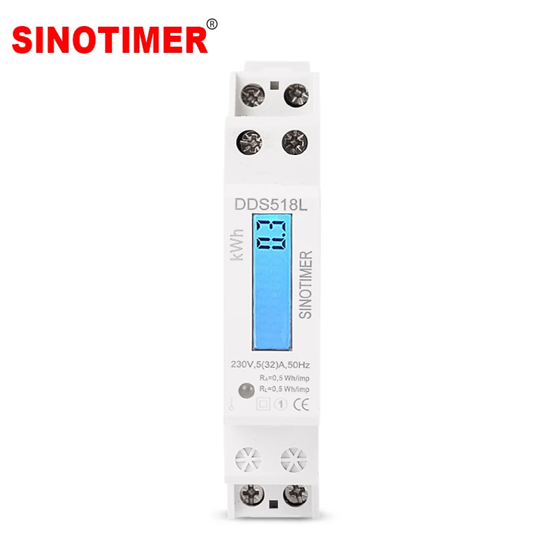 Single Phase Two Wire LCD Backlit Wattmeter Power Consumption Watt Energy Meter kWh AC 5-32A 230V 50Hz Electric Din Rail Mount