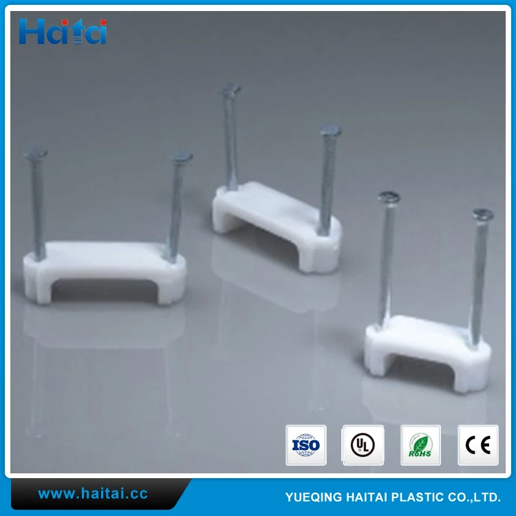 Haitai Широко Используемый Пластик Двойной Ногтей Телевизор С Электрических Кабелей, Зажимы С Стальной Гвоздь Сделано В Китае