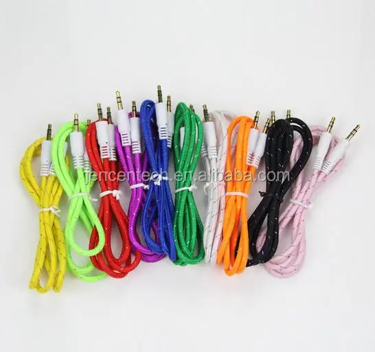 hot sale car audio 3.5mm aux cable braided nylon aux cable for car