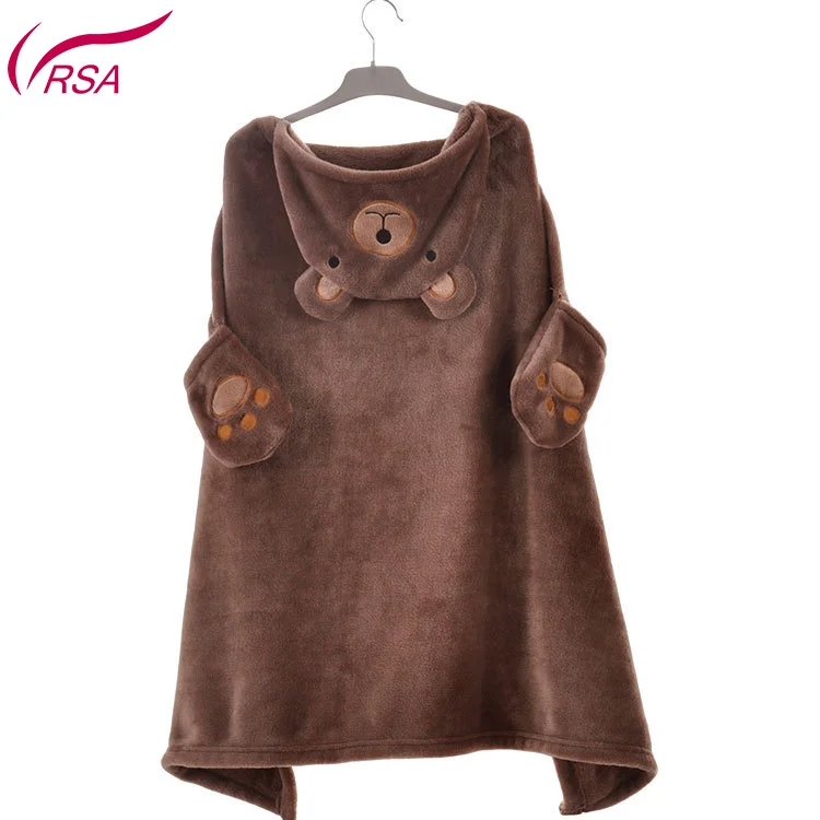 
2019 Fashion Wholesale Baby Cartoon Animal Design Flannel Children Newborn Hat Hooded Blanket Baby 