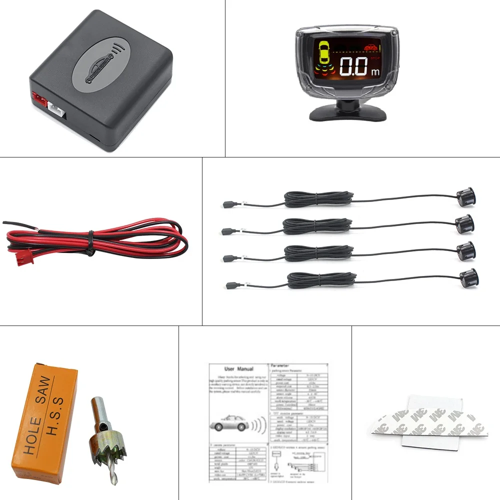 22mm Round Sensor Auto Reverse Radar Parking System with LCD display alarm