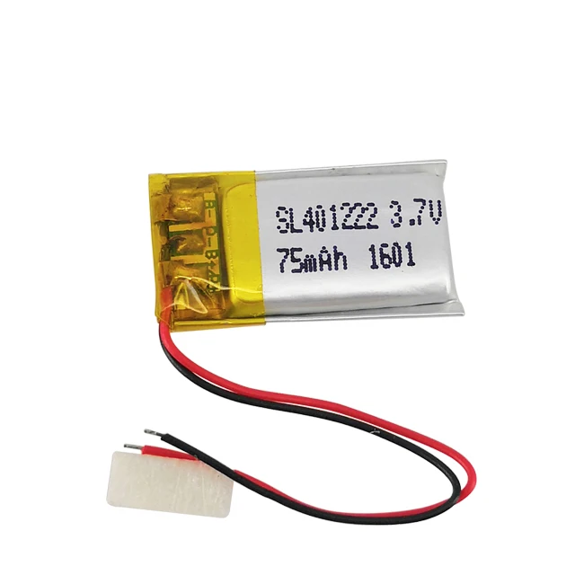 Rechargeable Lithium li polymer battery 3.7v 75mah 401222