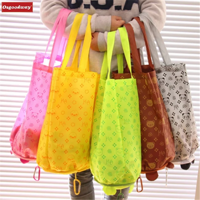 Osgoodway Мультфильм Аниме складной Торговый Tote многоразовая эко-сумка панда лягушка, Свинья медведь Водонепроницаемая хозяйс