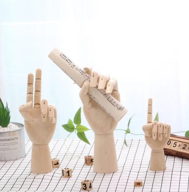 12inch 30cm MRAZ Cheap Price  handmade natural unique drawing very young wood articulated hand, wooden hand