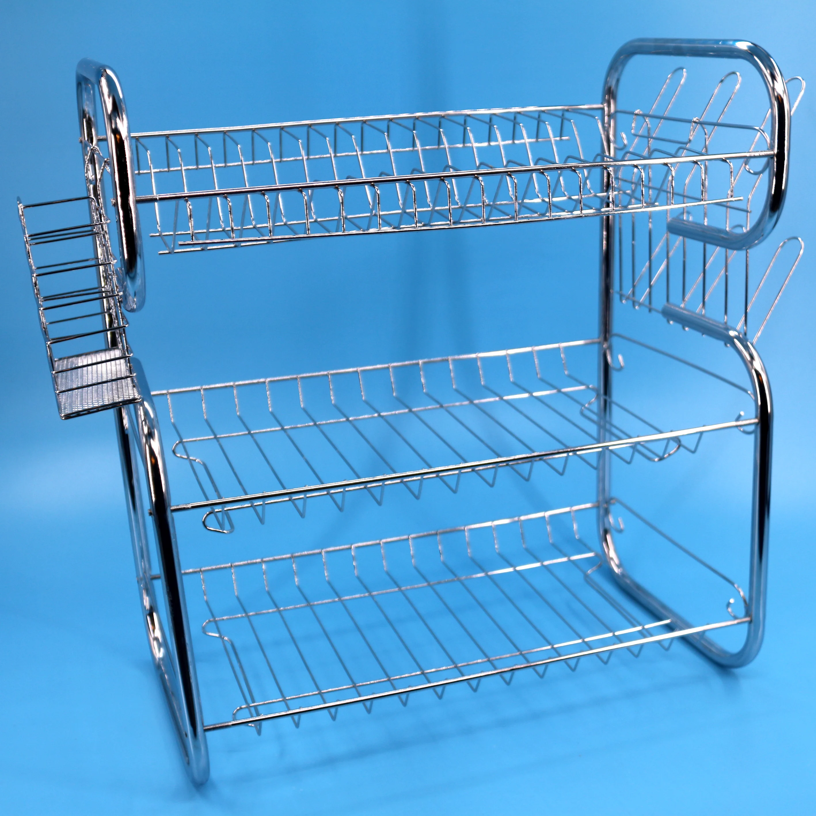 Decorative ECO Friendly above Sink Iron Wire 3 Tier Wall Mounted Kitchen Dish Rack