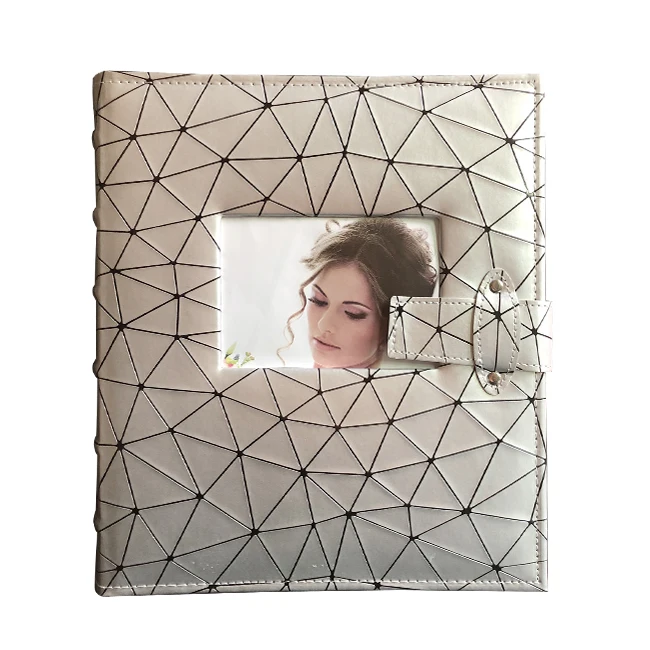 Leather cover flush mount wedding photo album 50pcs magnetic sheets