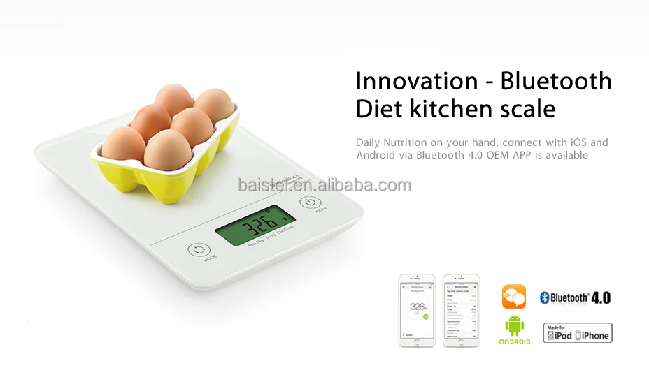 Новые bluetooth кухонные весы 5 кг / 1 г цифровая шкала питания с 4 мм сенсорный стиль переключатель
