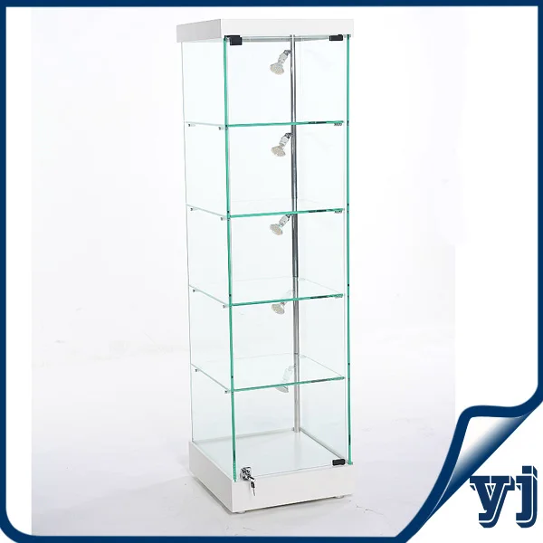 Model display cabinet/ Tall glass display shelf/ Full vision glass display