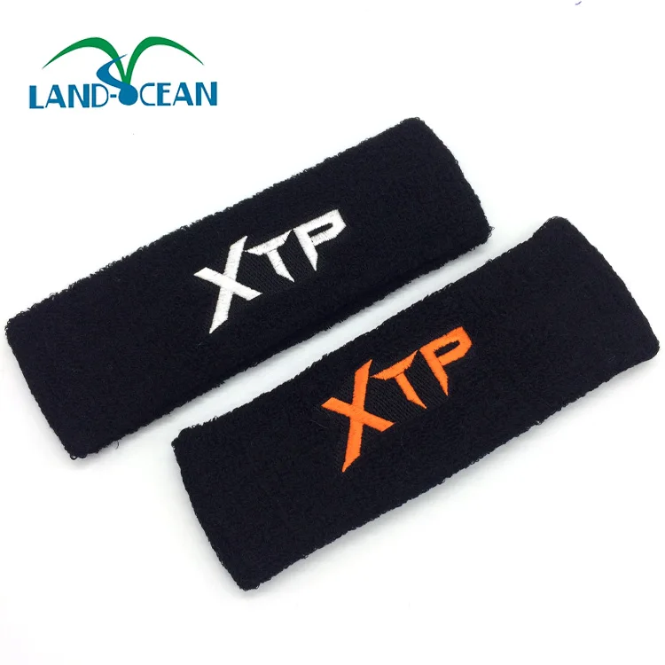 Promotion customized logo cotton embroidery sport headband logo custom sweatband headband