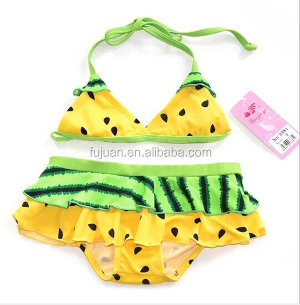 Fashion Cute Fruit Strawberry Pear Print Kids String Bikini Wholesale