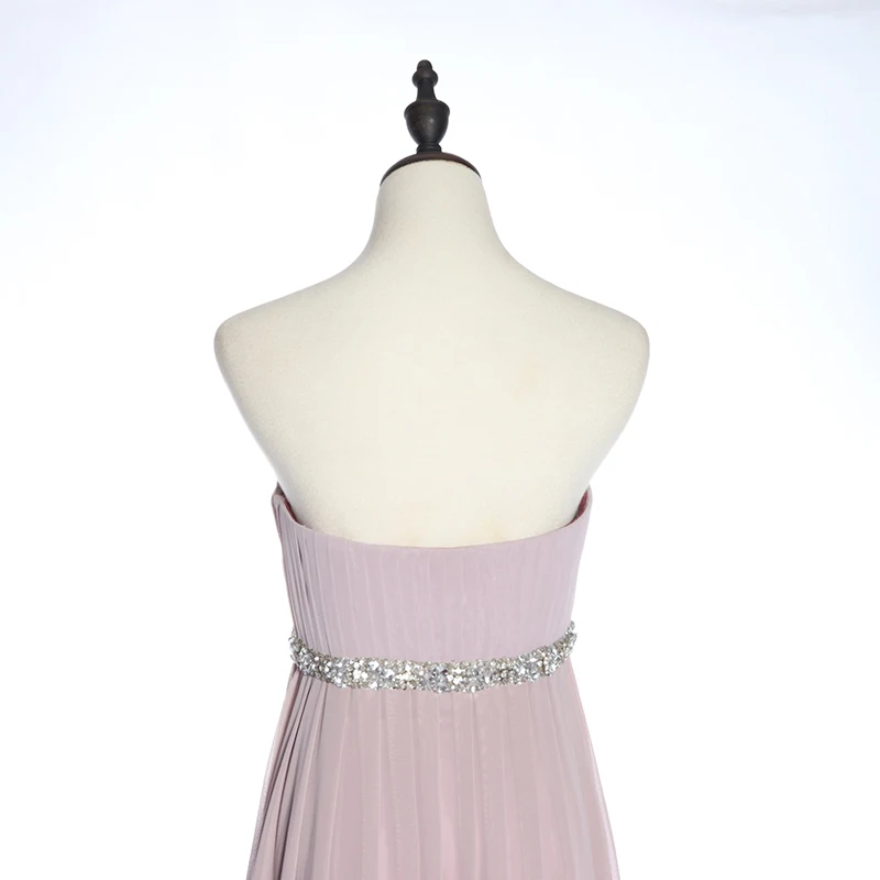 
Beaded bridesmaid party dresses chiffon off shoulder evening dress peach color 