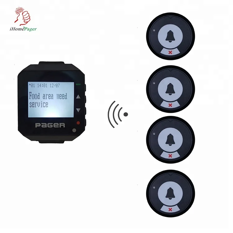 Long range пользовательские буквенно-цифровой беспроводной наручные часы и кнопки пейджер используется для супермаркета