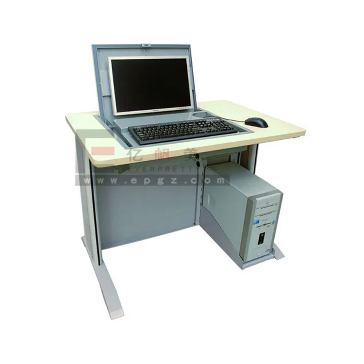 Flip Top Wooden 2 Person Computer Table with Metal Frame