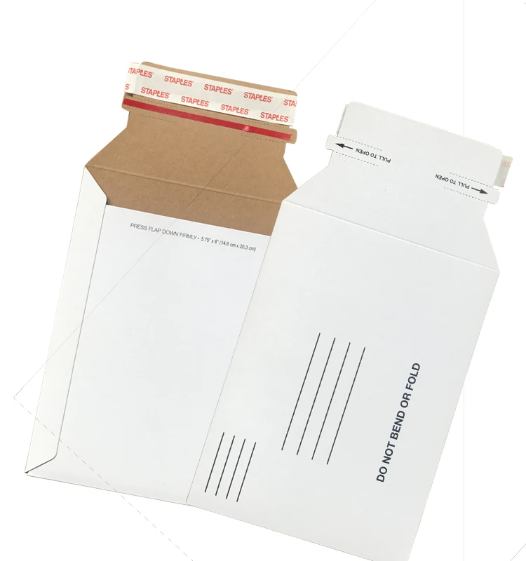 Custom Printed Rigid Cardboard Fiberboard Envelope Recycled Flat Mailer Photo Document Protection Colorful Versatile Clothing