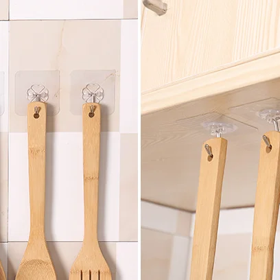 Kitchenware Storage Rack Wall Hanger Transparent Strong Self Adhesive Wall Hook