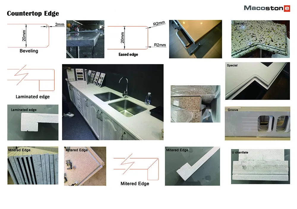 Prefab Laminate Starlight Quartz  Kitchen Countertops In Foshan