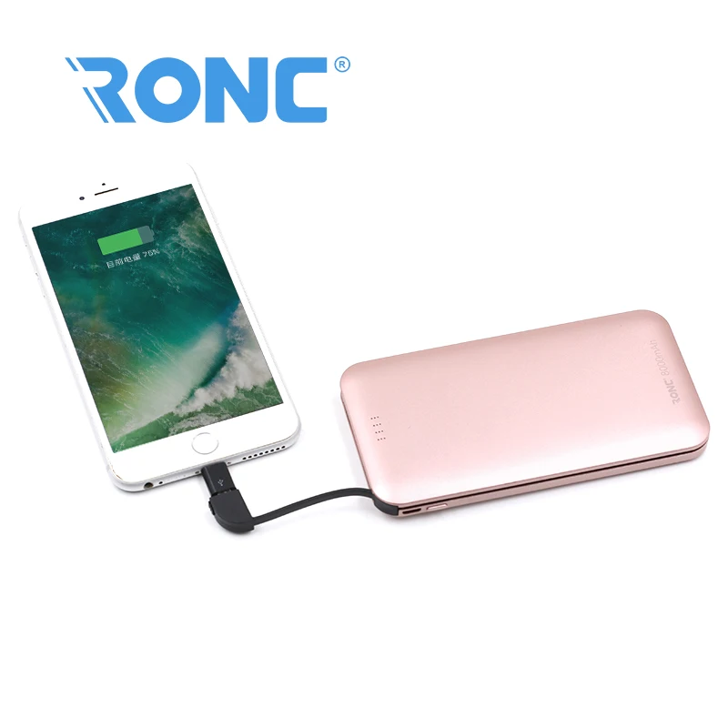 Оптовая продажа alibaba ультра тонкий power bank Встроенный кабель Автомобильное зарядное устройство 8000 мАч