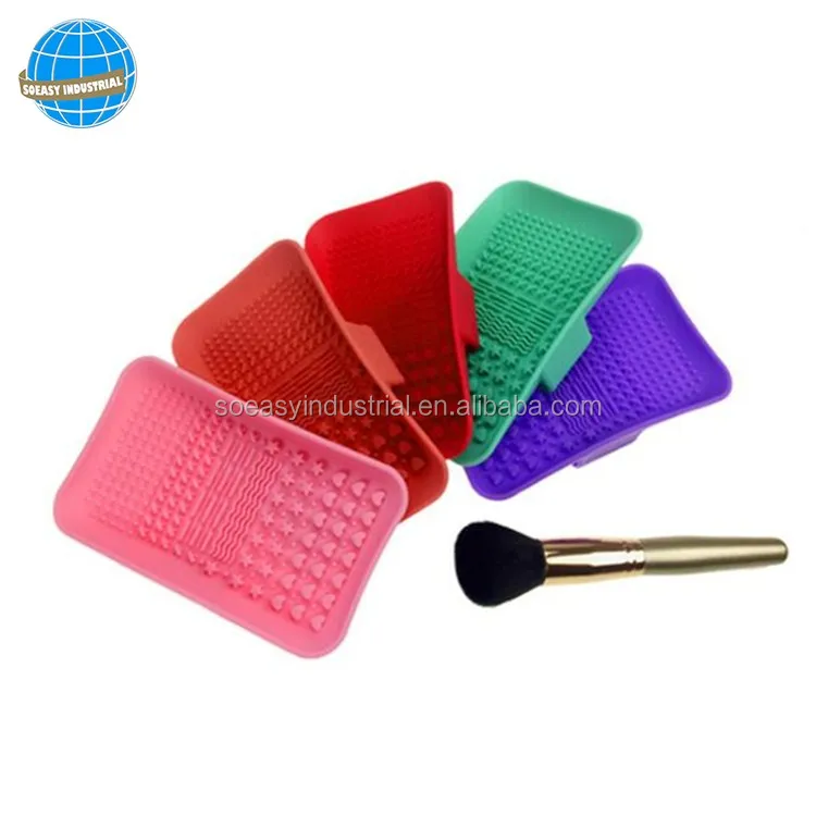 Silicone Plate-Shaped Makeup Brush Cleaner Cosmetics Washing Tool with Convenient Brush Cleaning Mat