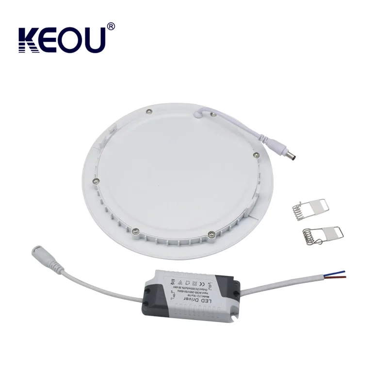 Тонкий светодиодный светильник с белой рамкой, 3 Вт, 6 Вт, 9 Вт, 12 Вт, 15 Вт, 18 Вт, 24 Вт, тонкий светодиодный светильник 6500K, круглый тонкий светодиодный светильник