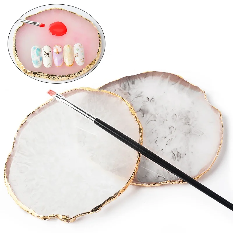 Misscheering 1 Pcs Round False Nail Tips Display Board Resin Stone Color Painting Palette Holder Practice Nail Art Tools