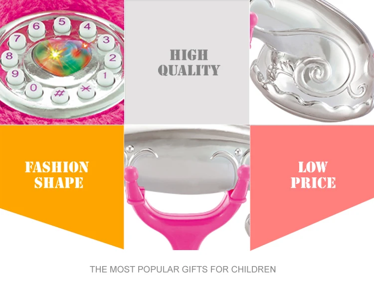 House play pretend classic style pink plush telephone toy for baby girl gift