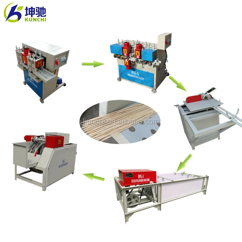 Top quality wooden skewer making machine / bbq stick making machine supplied by KUNCHI