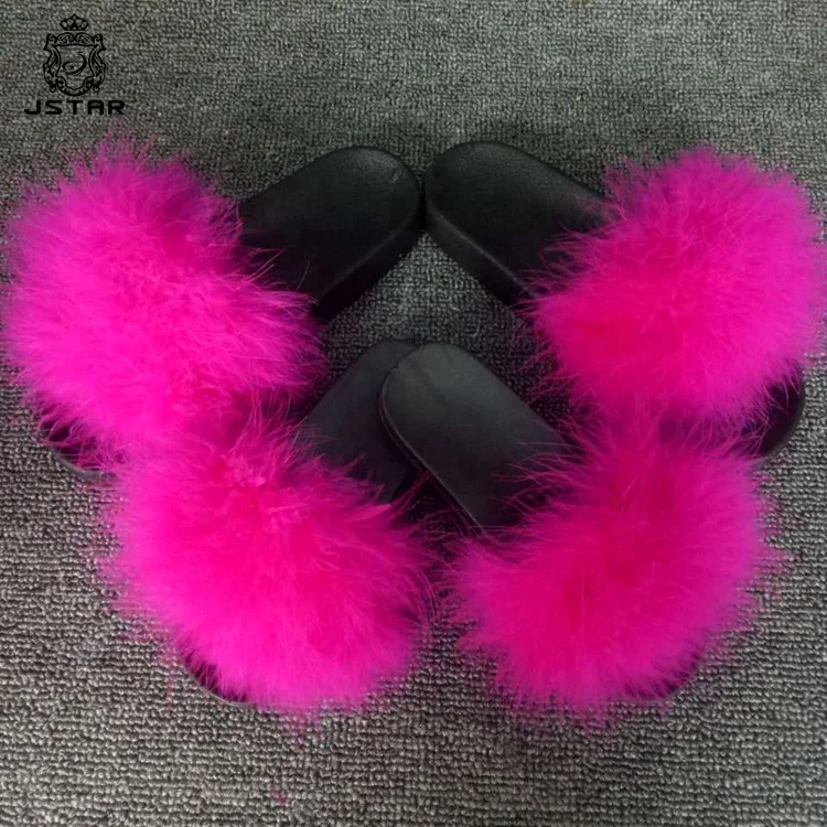 Furry Fur Slipper Real Fur Slides For Kids Turkey Hairy Slippers