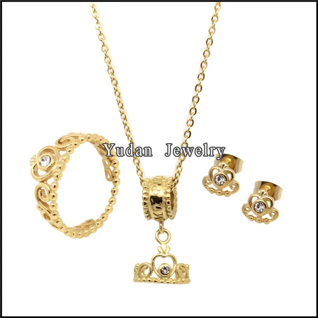 Yudan Jewelry Custom Stainless Steel Plated Rose Gold Crown Ring For Women