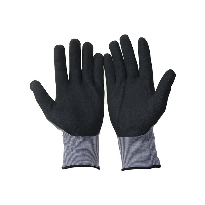 15 gauge spandex and nylon knitted assembly grip gloves garden work gloves sandy nitrile coated gloves