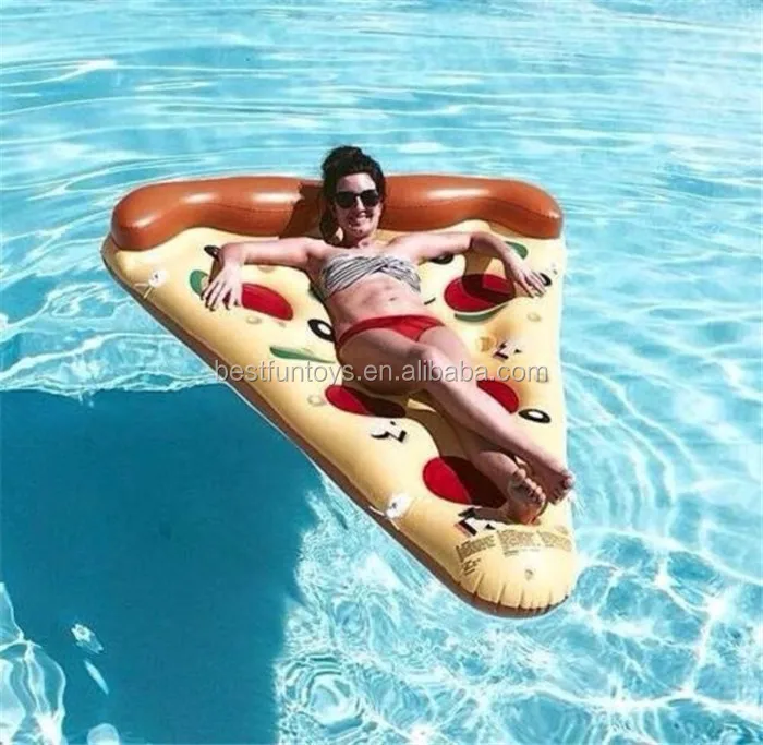 Factory customized advertising inflatable pizza pool float raft toy plastic pizza slice float pizza mattress water bed