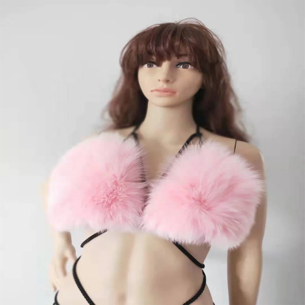 2019 Custom Women Sexy Bra Fur Lingerie Set