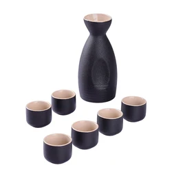 Elegant Wholesale Sake Bottle And Six Cups Ceramic Japanese Wine Set