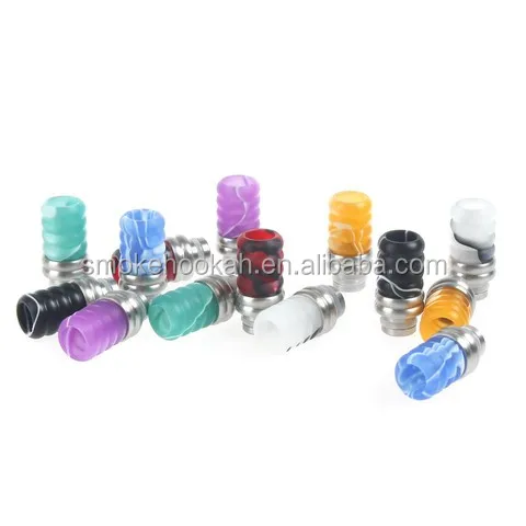 Great quality 510 Drip Tip E Cigarettes Carving Art Glass Drip Tip Jade stone Drip Tip with Stainless Steel Wide Bore