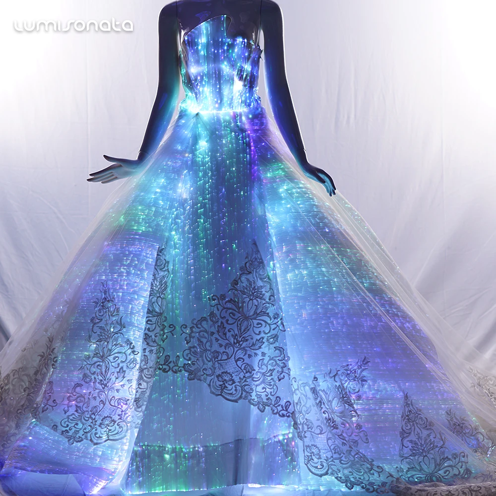 2019 Newest Fiber Optic Dress Led Lights Prom Dress Luminous Dress