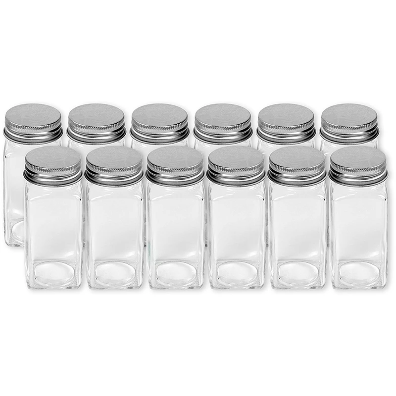 4 унции Пустые Квадратные контейнеры для специй 12 шт. стеклянные банки для специй/бутылки с этикетками для специй