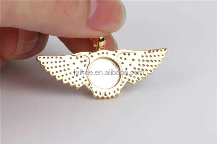 Latest fashion hip hop jewelry 925 sterling silver bird wing diamond pendant