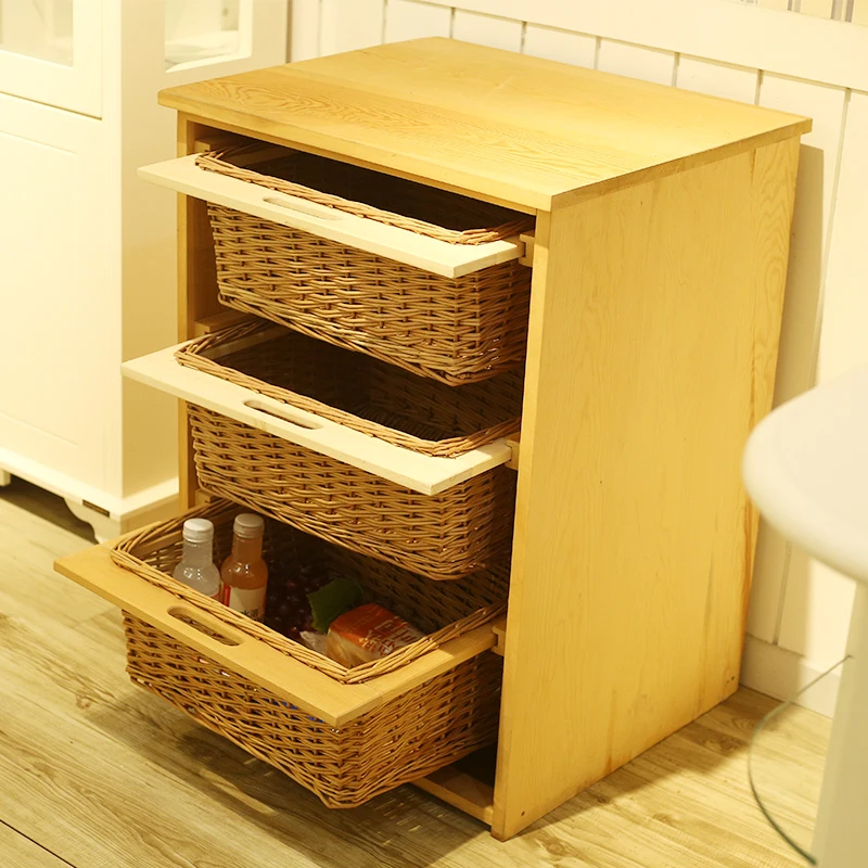 Hand Weave Rectangular Willow Wicker Storage Drawer Basket