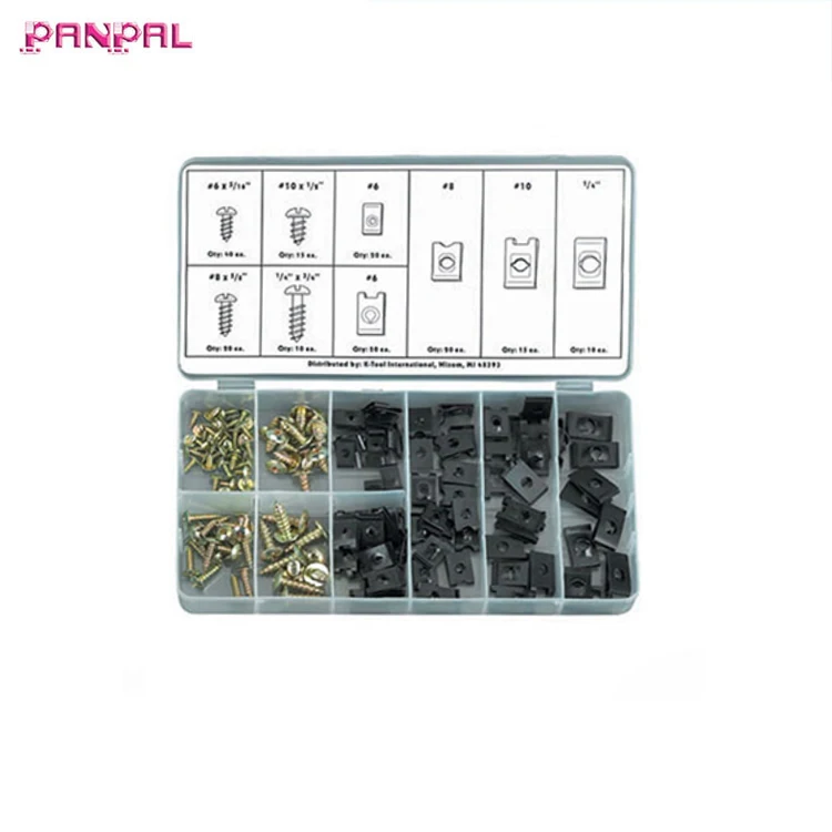 
Ассортимент U-образных зажимов и винтов, 170 шт. 