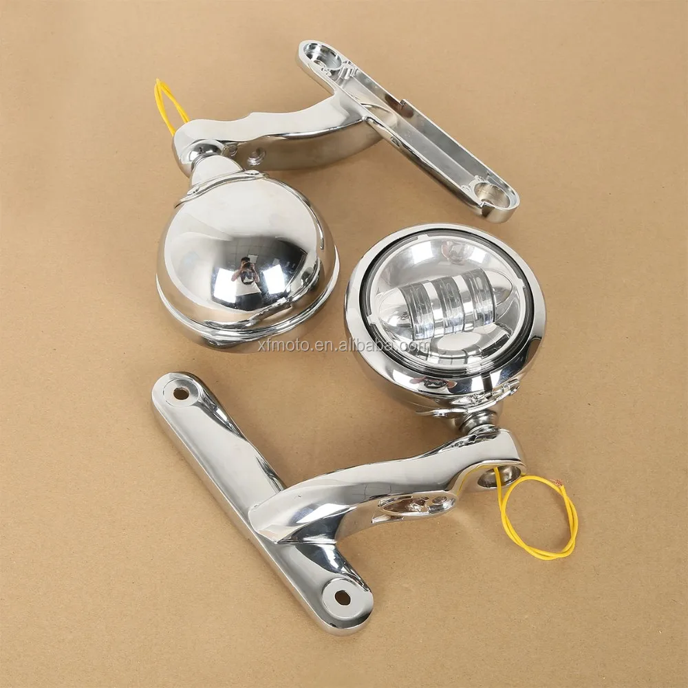 TCMT Chrome 4.5 Inch LED Auxiliary Fog Passing Lights Brackets For Harley Touring XF2906334-E