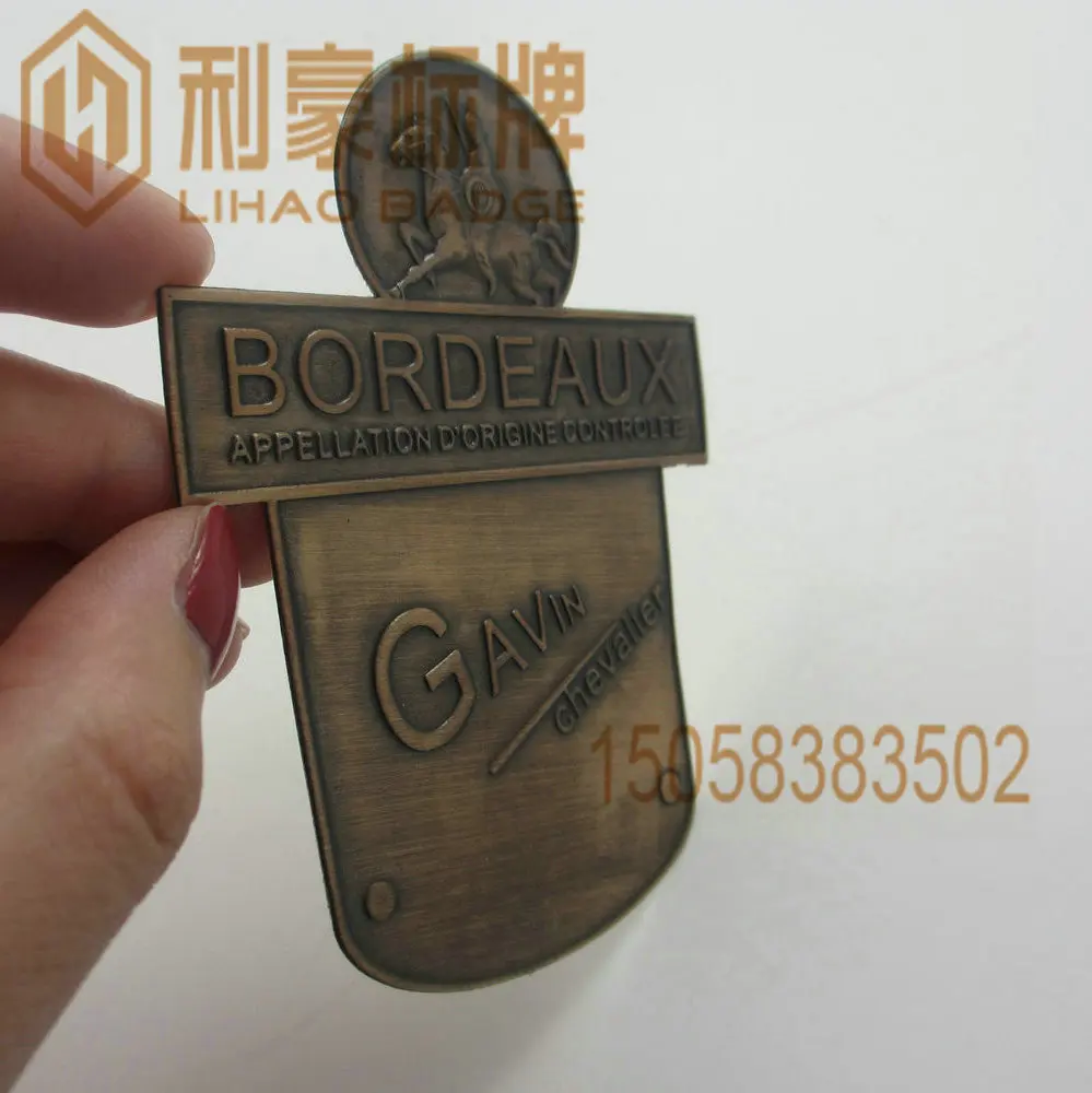 Factory Custom Metal Soft Aluminum Pewter Matt Gold Bottle Tequila platinum Label Sticker