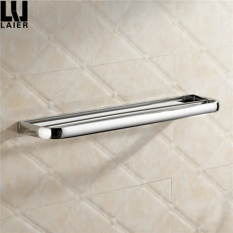
Wall Mount Modern Chrome Finish Solid Brass Double Towel Bar Free Standing Space Saver Lavatory Towel bar 