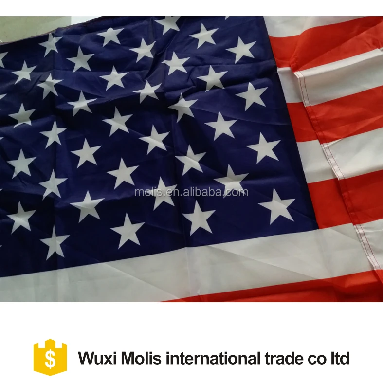 Cheap stock 100%polyester July fourth 3*5ft American US USA flag