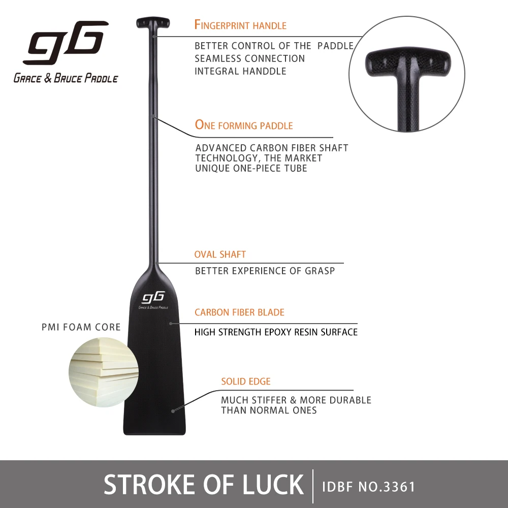 IDBF Approved one piece carbon fiber dragon boat paddle without connection