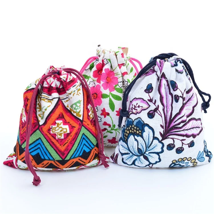 
Jewelry Packaging Pouch 10x12cm Wedding Christmas Gift Burlap Jute Bags Chinese Style Cotton Linen Drawstring Bag 