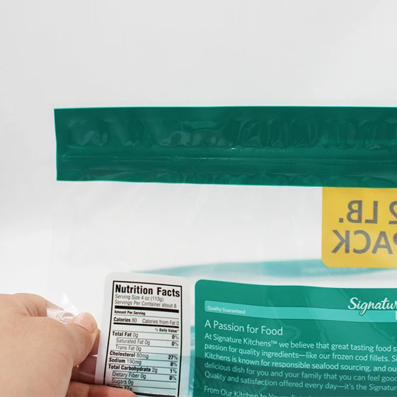 high quality frozen and food vacuum sealed  zipper bag on roll