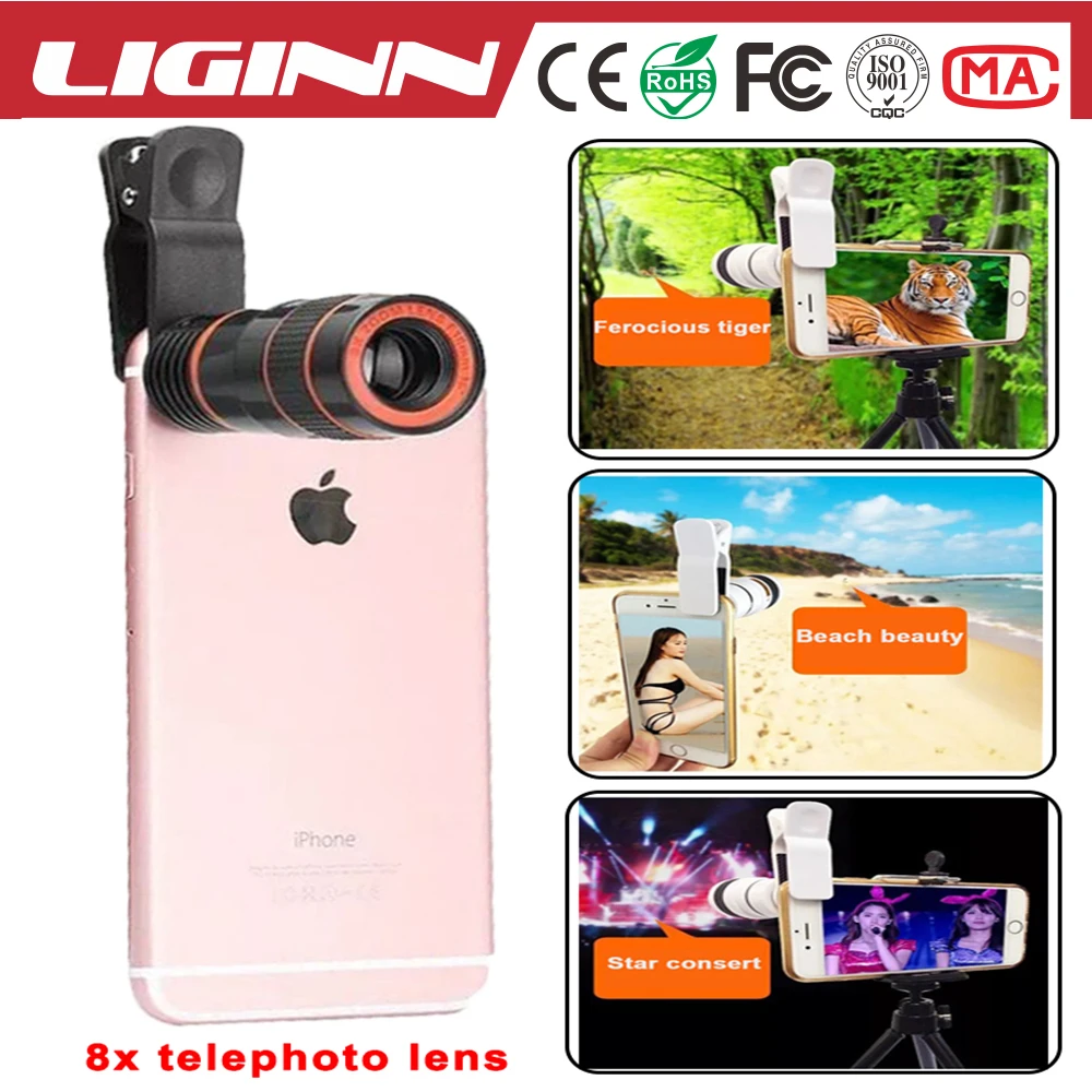 liginn 2018 тенденцию продукт универсального клип 8X масштаб телефото мобильный телефон линзы для iPhone Samsung всех смартфонов