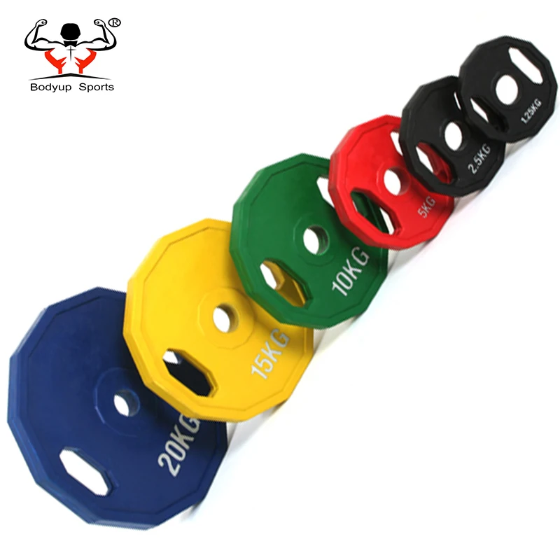 Gym Training Two Grips Rubber Coated Dodecagon Weight Plates