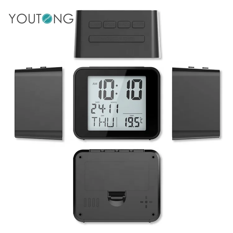 Light Digital Alarm Clock Radio Controlled Clock Wholesale Battery Used Glowing Led Snooze Black Electronic LCD Display New Year